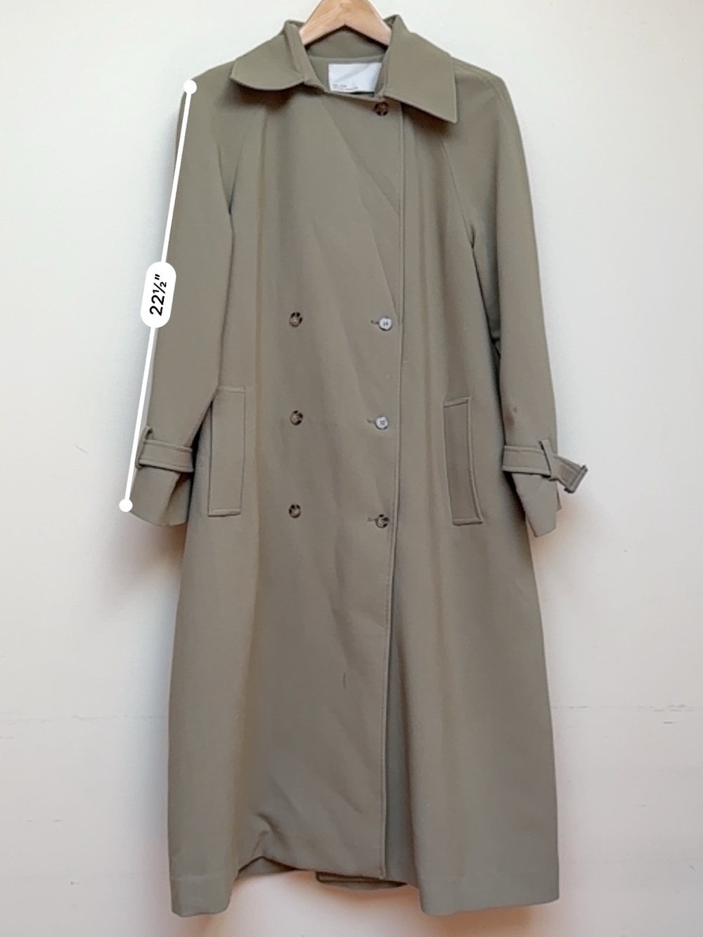 Oak + Fort Oversized Trench Coat Olive Double Breasted Size XS - Picture 10 of 13